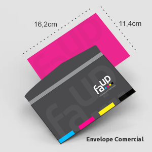 ENVELOPE COMERCIAL 114X162mm OFFSET 90G ENVELOPE COMERCIAL 114X162mm 4X0 CORES  FACA PADRÃO 
