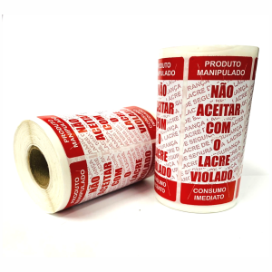 LACRE DELIVERY MARMITA Couchê 90g Rolo com 400unds - 9x4cm 1x0 Cores Couche Natural Brilho Corte Especial com Faca serrilha 