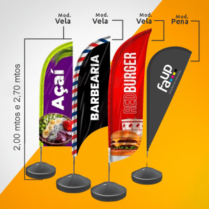 WIND BANNER 2.00 OU 2.70 MTOS PLASTICO - TECIDO - METAL VARIADO 4X4  FACA ESPECIAL 